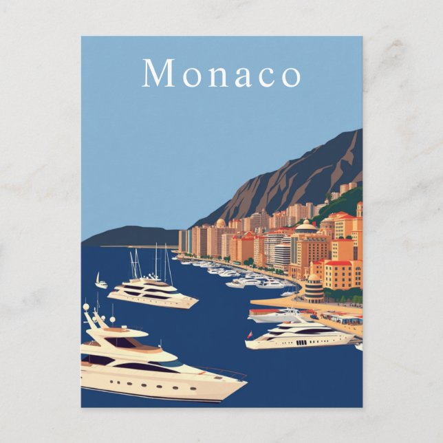 Carte Postale Monaco Retro Travel Art (Devant)