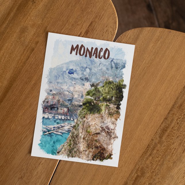 Carte Postale Monaco Retro Travel Port View (monaco monte carlo postcard)