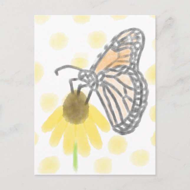 Carte Postale Monarque papillon et Black Eyed Susan (Devant)