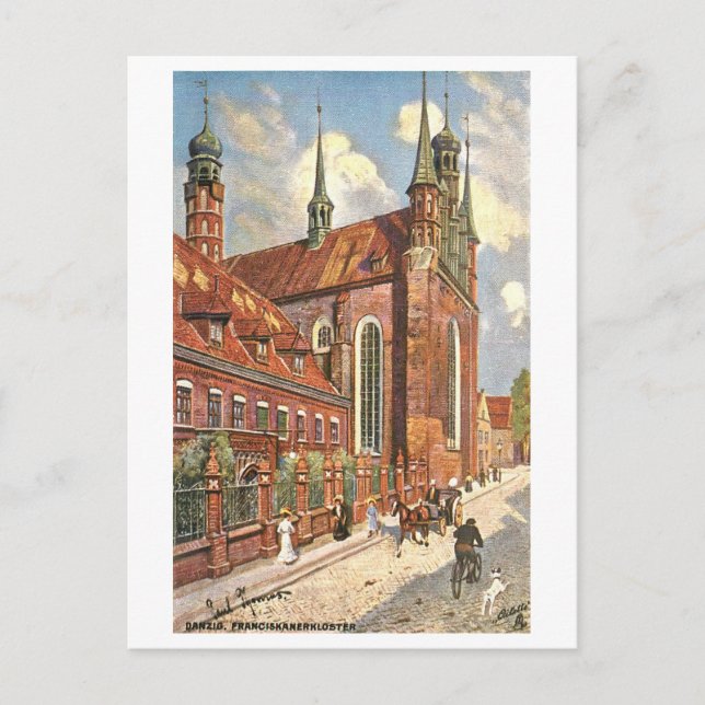 Carte Postale Monastère franciscain vintage à Danzig/Gdansk (Devant)