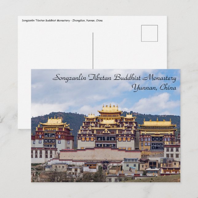 Carte Postale Monastère Tibétain de Songzanlin - Yunnan, Chine (Devant / Derrière)