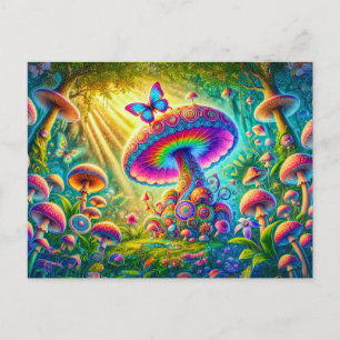 Carte Postale Monde Champignon Coloré Art Fantastique Psychedeli