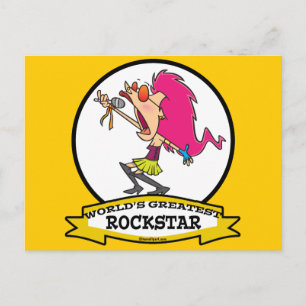CARTE POSTALE MONDE LE PLUS GRAND ROCKSTAR FEMELLE CARTOON