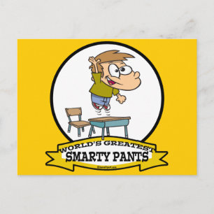 CARTE POSTALE MONDE LE PLUS GRAND SMARTY PANTS GARÇON CARTOON