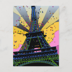 Carte Postale Monde psychédélique : Tour Eiffel, Paris France A1