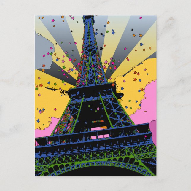 Carte Postale Monde psychédélique : Tour Eiffel, Paris France A1 (Devant)