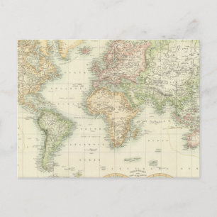 Carte Postale Monde sur la projection de Mercator