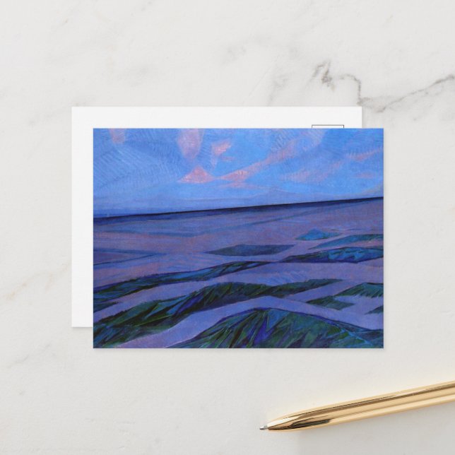 Carte Postale Mondrian - Paysage de dunes (Devant/Arrière en situation)