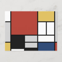 Mondrian Peinture Rouge Plane Jaune Noir Gris Bleu