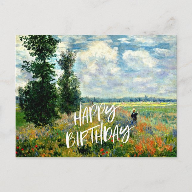 Carte Postale Monet - Champ de coquelicots, Argenteuil, Vœu d'an (Devant)