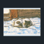 Carte Postale Monet, chat dormant sur un lit<br><div class="desc">Monet,  chat dormant sur un lit</div>