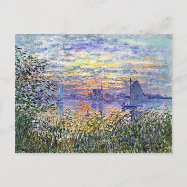 Carte Postale Monet - Coucher de soleil sur la Seine, peinture d (Devant)