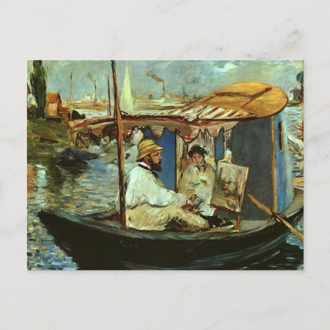 Carte Postale Monet dans son Studio Boat (Devant)
