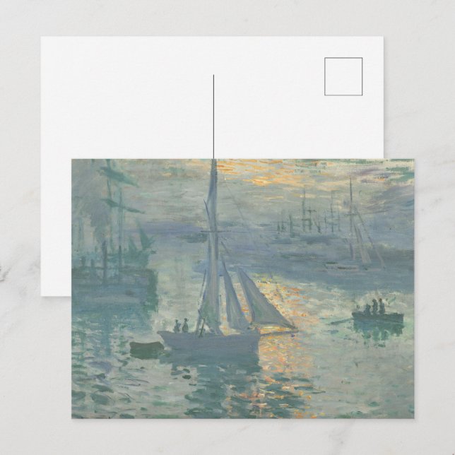 Carte Postale Monet Impression Sunrise Marine Classic Peinture (Devant / Derrière)