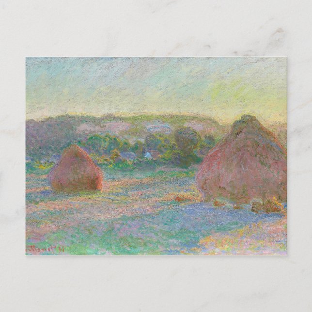 Carte Postale Monet Impressionniste Art Haystacks Fin de l'été (Devant)