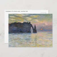 Monet - Le Manneport, Falaise à Etretat, coucher d