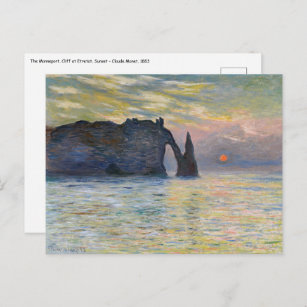 Carte Postale Monet - Le Manneport, Falaise à Etretat, coucher d