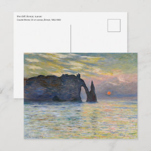 Carte Postale Monet - Le Manneport, Falaise à Etretat, coucher d