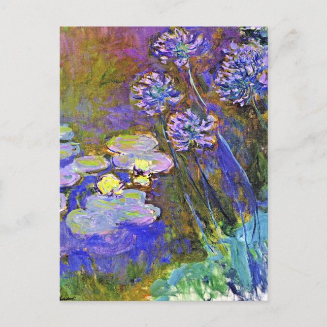 Carte Postale Monet - Lys d'eau et Agapanthus (Devant)