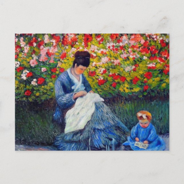 Carte Postale Monet mère et enfant dans le jardin (Devant)