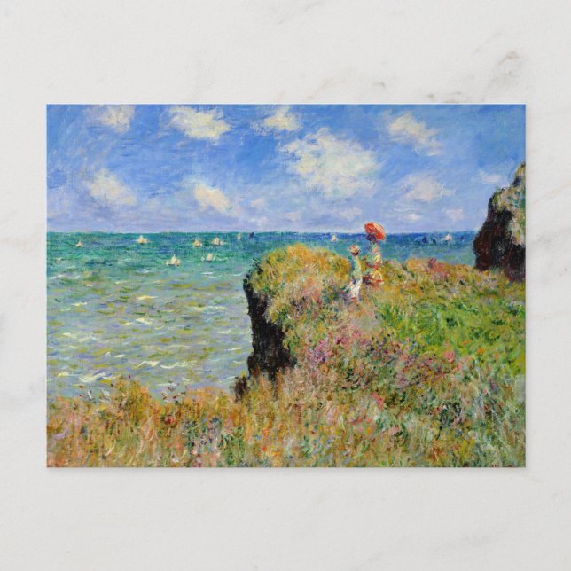 Carte Postale Monet - Promenade au sommet de la falaise à Pourvi (Devant)