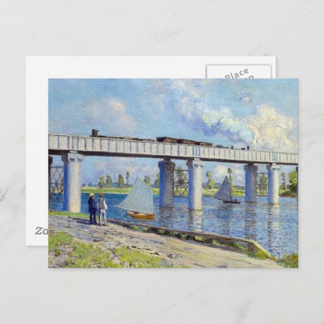 Carte Postale Monet - Railway Bridge at Argenteuil (Devant / Derrière)
