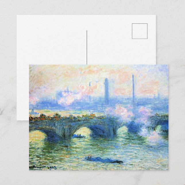 Carte Postale Monet - Waterloo Bridge, Londres, (Devant / Derrière)