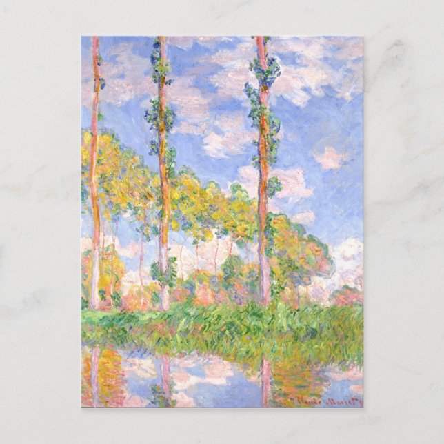 Carte Postale Monet Wind Poplars dans Sun Vintage Landcape (Devant)
