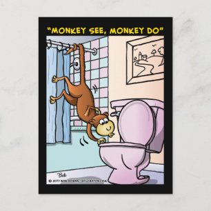 Carte Postale "Monkey See, Monkey Do"