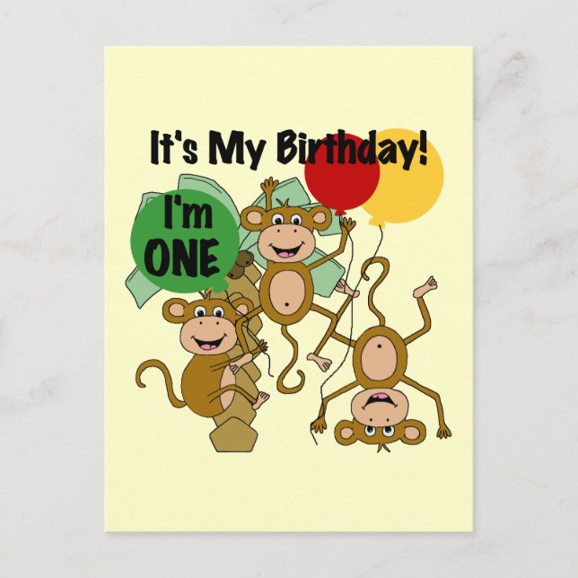 Carte Postale Monkey Shine 1er Anniversaire Tshirts et cadeaux (Devant)