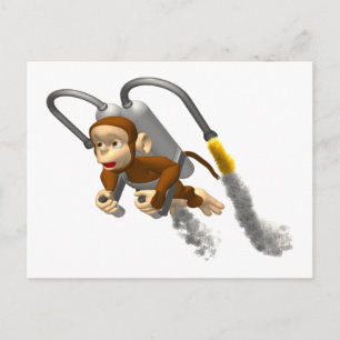 Carte Postale Monkey Voler Avec Jetpack