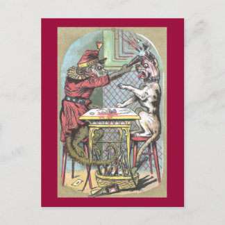 Carte Postale Monkey Wallops Bulldog avec bouteille de vin