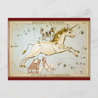Carte Postale Monoceros, Canis Minor et Atelier Typographique