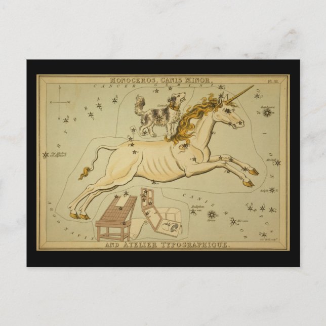 Carte Postale Monoceros, mineur de Canis et atelier (Devant)