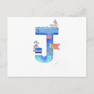 Carte Postale Monogram J collection de pirates cadeau