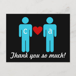 Carte Postale Monogram love Couple Wedding Thank You Cards