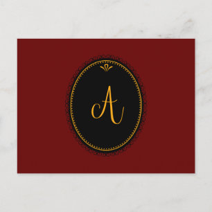 Carte Postale Monogramme 'A' or sur noir