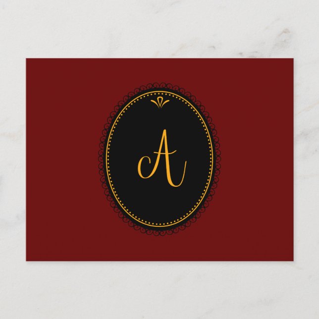 Carte Postale Monogramme 'A' or sur noir (Devant)