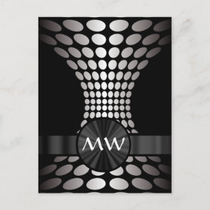 Carte Postale monogramme abstrait noir et blanc