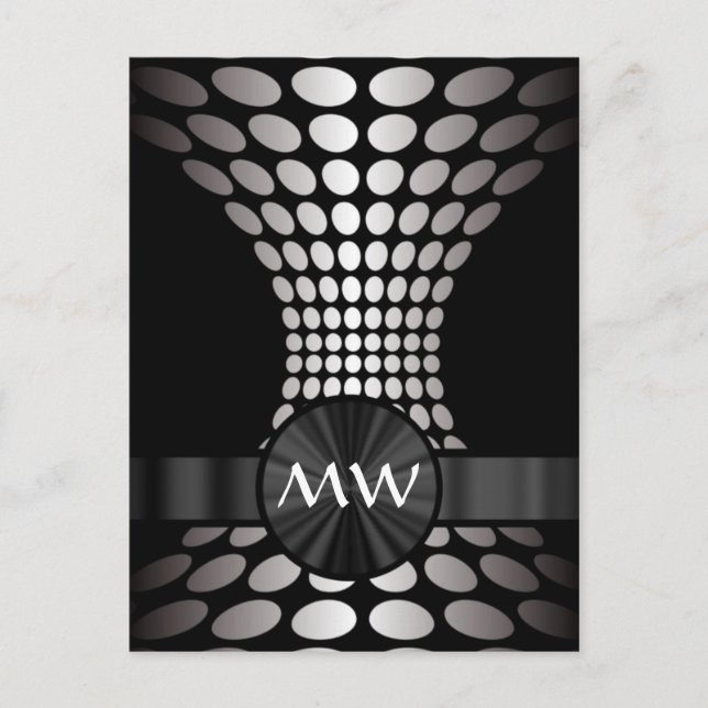 Carte Postale monogramme abstrait noir et blanc (Devant)