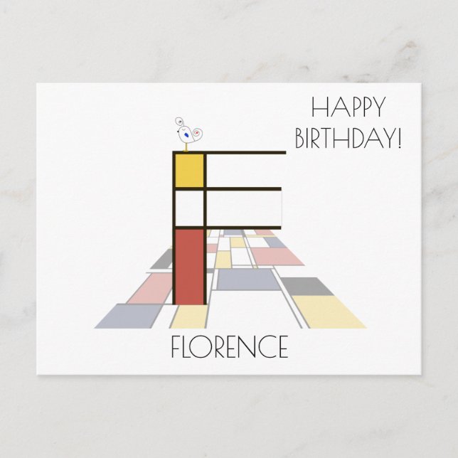 Carte Postale Monogramme Art Moderne. Lettre F (Devant)