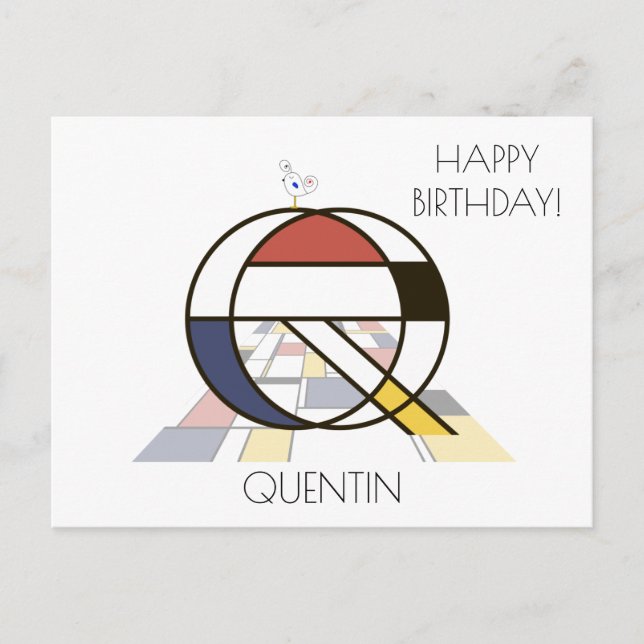 Carte Postale Monogramme Art Moderne. Lettre Q (Devant)