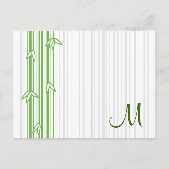 Carte Postale Monogramme avec Arrière - plan bambou - Lettre M (Devant)