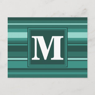 Carte Postale Monogramme bandes turquoises