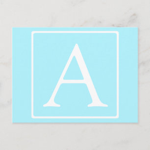 Carte Postale Monogramme bleu ciel simple