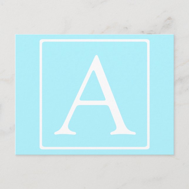 Carte Postale Monogramme bleu ciel simple (Devant)
