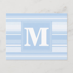 Carte Postale Monogramme Bleu rayures