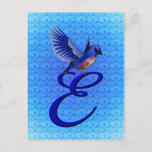 Carte Postale Monogramme Bluebird Initiale E Élégant