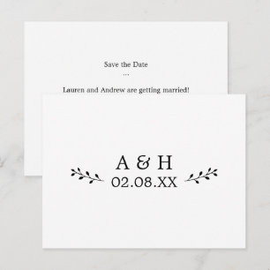 Carte Postale Monogramme botanique minimaliste simple Enregistre