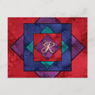 Carte Postale Monogramme Carré de surface